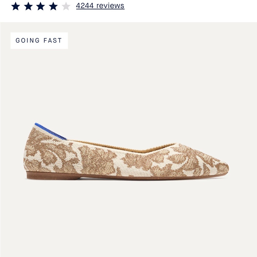 Rothy's Women's Floral Pointed Flats - Tan and Cream - Picture 4 of 7